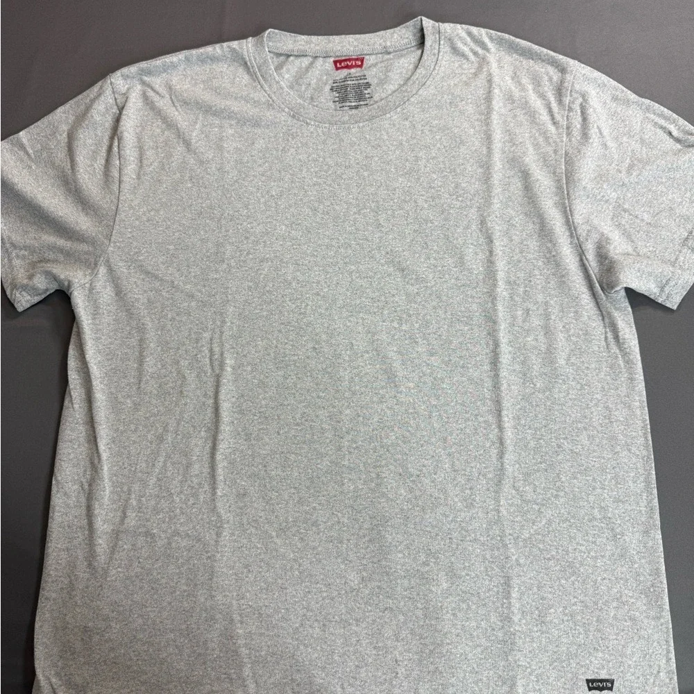 Levis Mens Heather Grey Short Sleeve Crewneck T-Shirt Large Cotton Blend Basic
